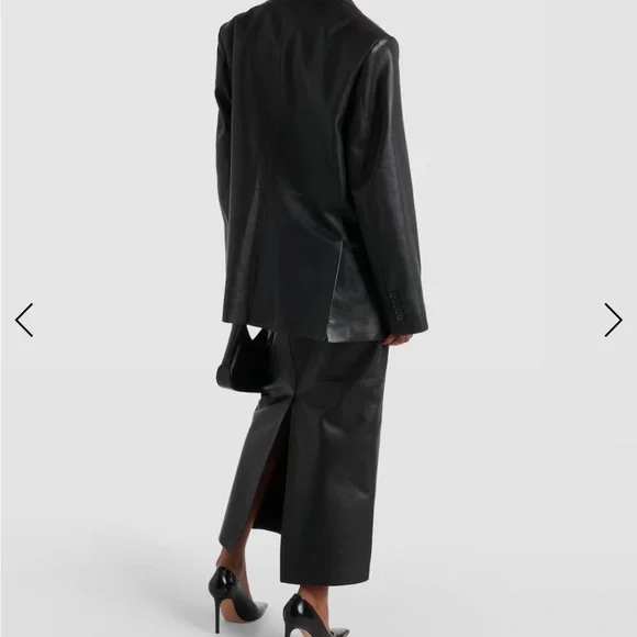 NYC Black Leather Oversized Blazer - Picture 3 of 6